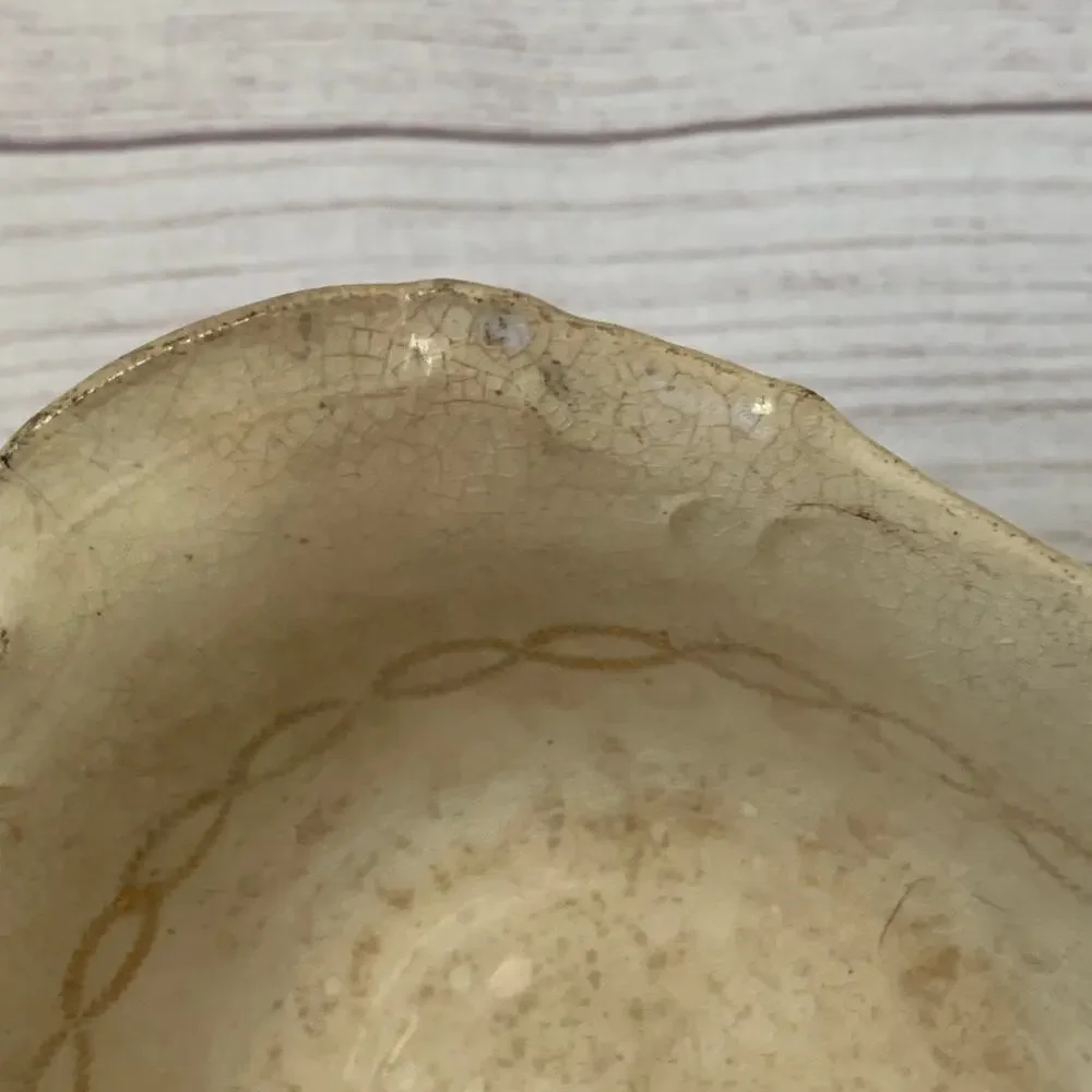 Antique Porcelain Cream Oval Bowl or Serving Dish with Roses Gold Chain 9